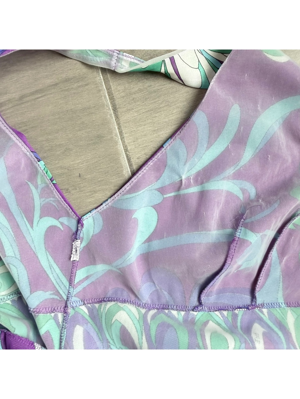 Vintage Emilio Pucci Formfit Rogers Purple Floral Maxi Dress Size S-M - Picture 6 of 11